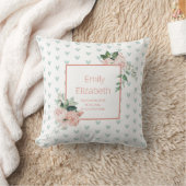 花柄ピンク サンゴグリーン 水彩花 赤ちゃん女の子 クッション (ブランケット)