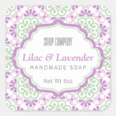 花柄フェミニン紫石鹸スクエアラベル スクエアシール (正面)