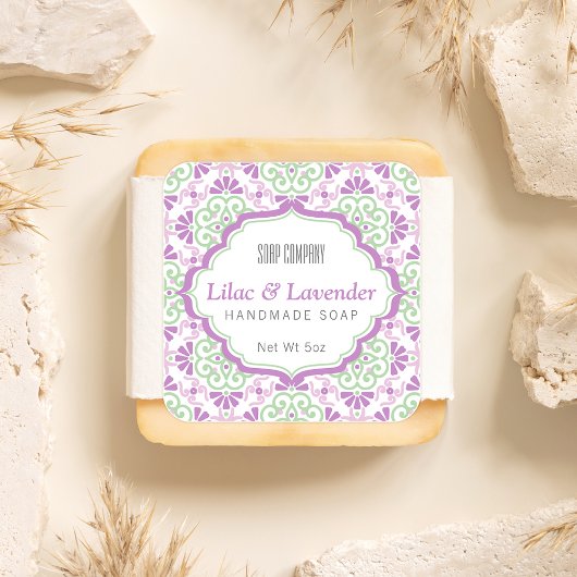 花柄フェミニン紫石鹸スクエアラベル スクエアシール