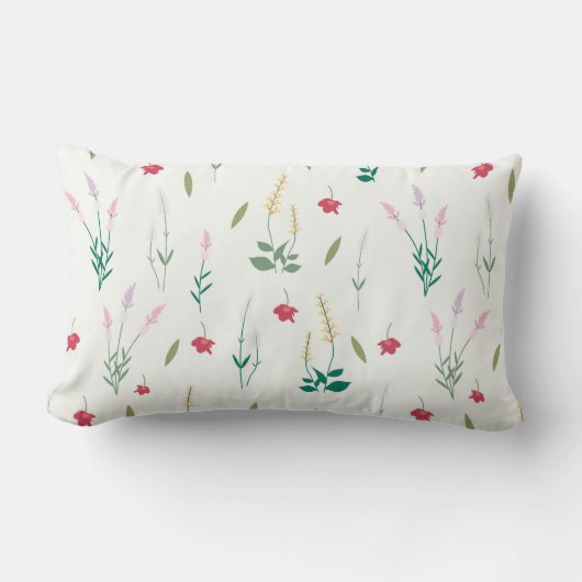 花柄フラワー開花13" x 21" ランバークッション (正面)