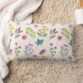 花柄フラワー開花13" x 21" ランバークッション (ブランケット)
