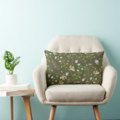花柄フラワー開花13" x 21" ランバークッション (椅子)