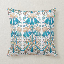 花柄フランスのアールヌーボー青白 クッション