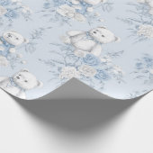 花柄フランスの付トイレ紙及びクマ ラッピングペーパー (角)