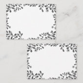 花柄フレームのスイートボホールーフラワーズカスタムブラック&ホワイト プレイスカード (正面/裏面)