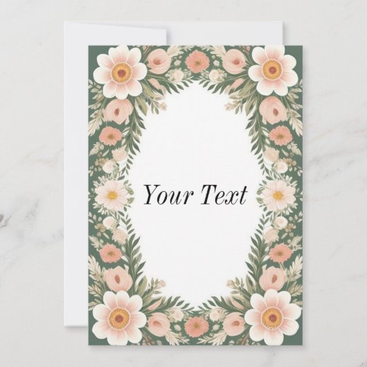 花柄フレームデザイン 招待状 (正面)