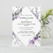 花柄フレーム 紫 ラベンダー 結婚式 招待状 (スタンド正面)