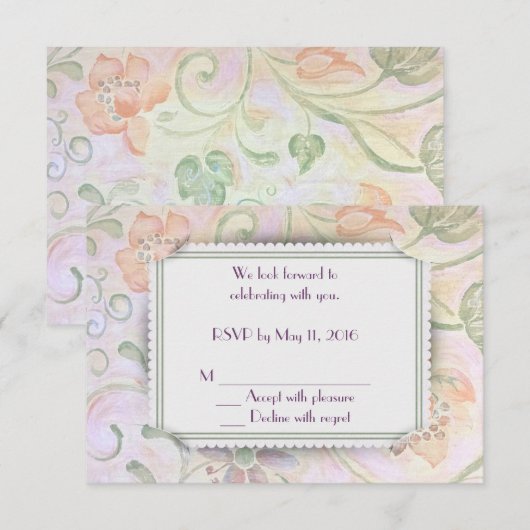 花柄フレーム 返信 招待状 (正面/裏面)