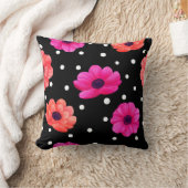花柄ブラックピロー クッション (ブランケット)