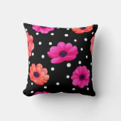 花柄ブラックピロー クッション (正面)
