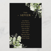 花柄ブラック＆ゴールドの席次表テーブルナンバー 招待状 (裏面)