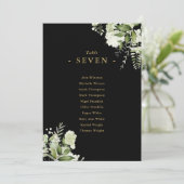 花柄ブラック＆ゴールドの席次表テーブルナンバー 招待状 (スタンド正面)