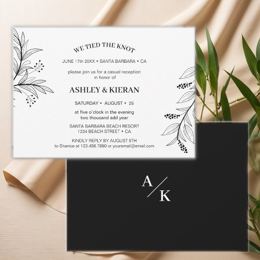 花柄ブラック＆ホワイト ウェディングプランナー 招待状
