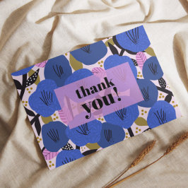 花柄ブルーありがとうはがき ポストカード