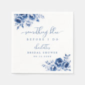 花柄ブルーのブライダルシャワー スタンダードカクテルナプキン (正面)