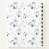 花柄ブルーのワイルドフラワー パーソナライズド レシピ ノートブック (裏面)