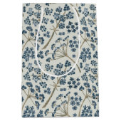 花柄ブルーウォーター色キャラウェイフラワー ミディアムペーパーバッグ (正面)