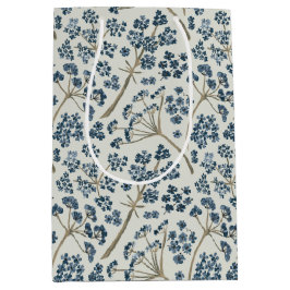 花柄ブルーウォーター色キャラウェイフラワー ミディアムペーパーバッグ