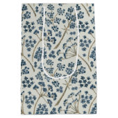 花柄ブルーウォーター色キャラウェイフラワー ミディアムペーパーバッグ (裏面)