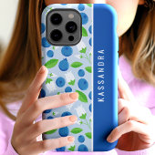 花柄ブルーベリーカスタム名前 Case-Mate iPhoneケース