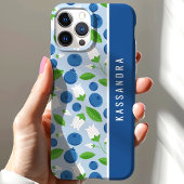 花柄ブルーベリーカスタム名前 Case-Mate iPhoneケース