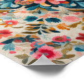 花柄ブロックのパステルスケッチ ポスター (角)