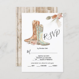 花柄ブーツ カウボーイ ウェスタン メニュー選択 RSVP カード