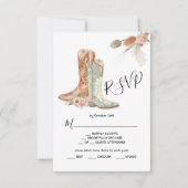 花柄ブーツ カウボーイ ウエスタン メニュー選択 RSVP カード (正面)