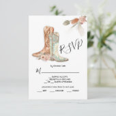 花柄ブーツ カウボーイ ウエスタン メニュー選択 RSVP カード (スタンド正面)