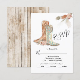 花柄ブーツ カウボーイ ウエスタン メニュー選択 RSVP カード