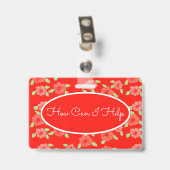 花柄プリント バッジ (裏面 （クリップ付）)