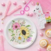花柄プリント ペーパープレート (パーティー)