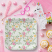 花柄プリント ペーパープレート (パーティー)