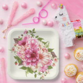 花柄プリント ペーパープレート (パーティー)