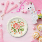 花柄プリント ペーパープレート (パーティー)