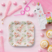 花柄プリント ペーパープレート (パーティー)