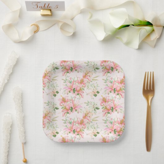 花柄プリント ペーパープレート (ウェディング)