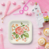 花柄プリント ペーパープレート (パーティー)