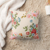 花柄ベージュエレガント角枕 クッション (ブランケット)