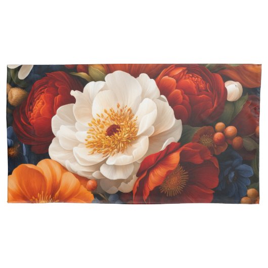 花柄ペアキング 枕カバー (正面左)