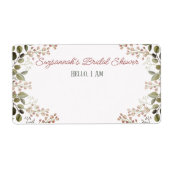 花柄ボーダー ブライダルシャワー ペーパー ラベル 名札 (正面)