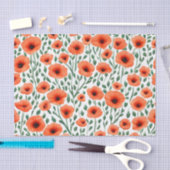 花柄ポピー花 薄葉紙 (クラフト)