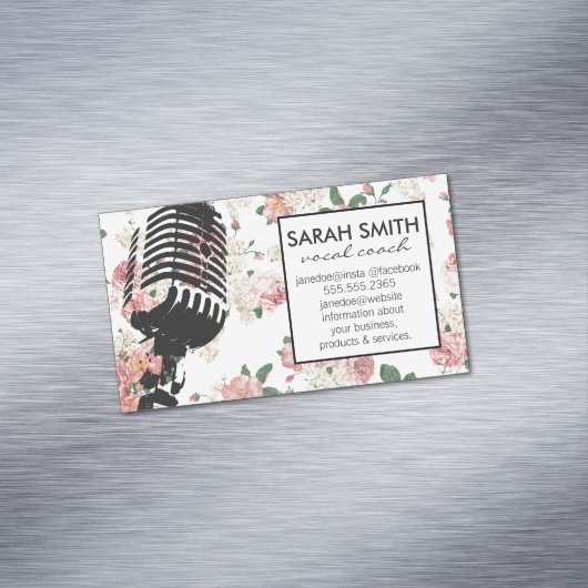 花柄マイク マグネット名刺 (インサイチュ)