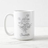 花柄マグカップ, オーダーメイド名前マグ, 母の日, 誕生日 コーヒーマグカップ (左)
