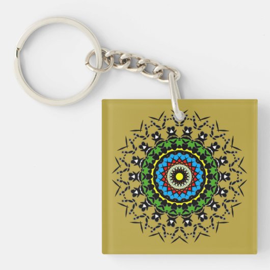花柄マンダラ シームレス キーホルダー (正面)