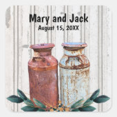 花柄ミルク缶 ヴィンテージ ラスティック アンティーク スクエアシール (正面)