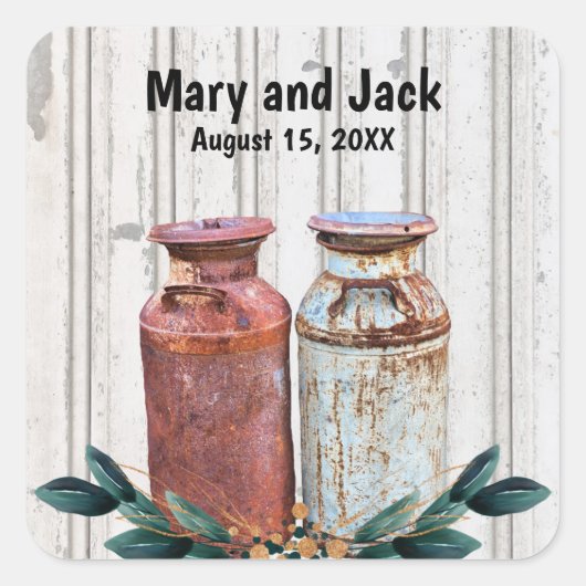 花柄ミルク缶 ヴィンテージ レトロ アンティーク スクエアシール (正面)