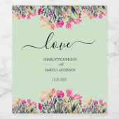 花柄ミントグリーンのラベル ワインラベル (シングルラベル)