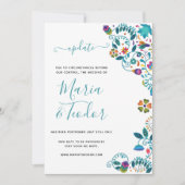 花柄メキシカンスタイルの結婚式アップデート 招待状 (正面)