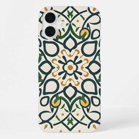 花柄モザイク、マンダラ模様 iPhoneケース (裏面)